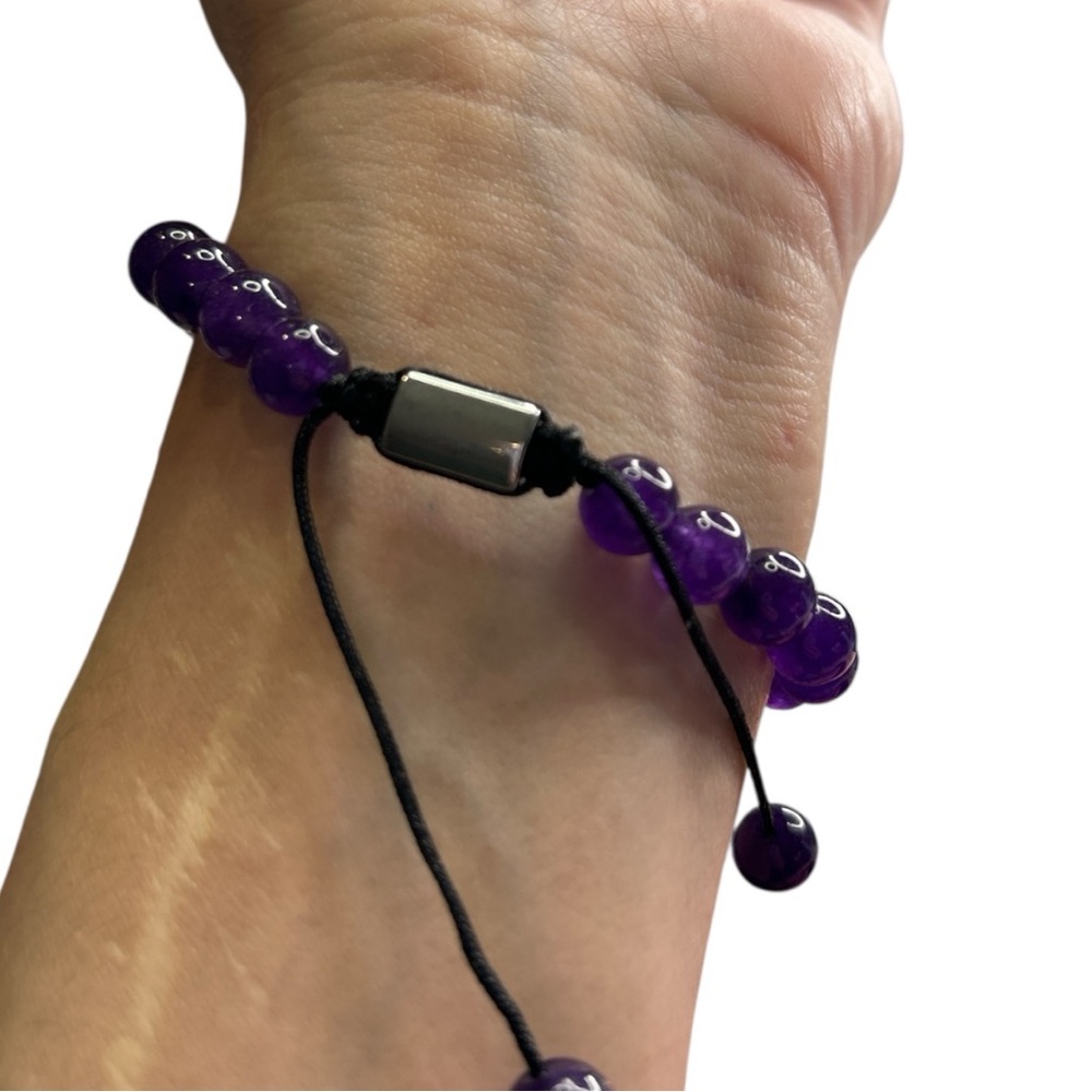 Purple Beaded stone Bracelet with Silver Accent closure NEW - Picture 4 of 4